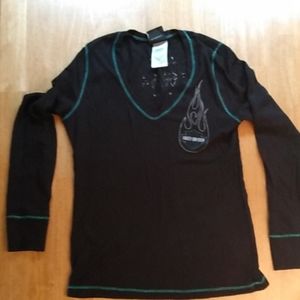 Harley-Davidson sheer flame print top long sleeve